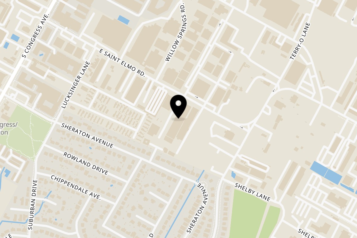 Map showing the location of Captain’s Pizza Company Vacancy Brewing (Food Truck) on 415 E St Elmo Rd 1 d2 in Austin